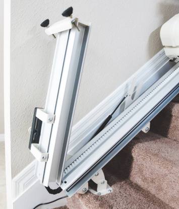 Folding rail for stairlift Closeup Folding rail for stairlift Closeup