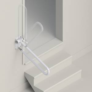 Angled Fold Down Rail Angled Fold Down Rails for Small Flight of Stairs, Installed by BILD in the Greater Milwaukee Area