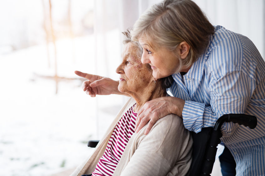 Senior women with wheelchair at home. free virtual sales estimates