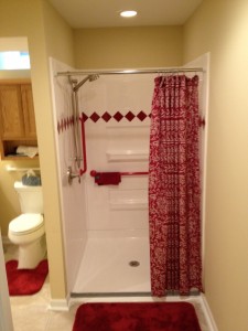 Barrier free reinforced fiberglass shower