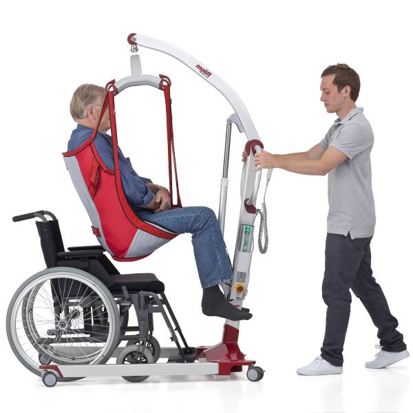 Caregiver Using Transfer Lift to Wheelchair