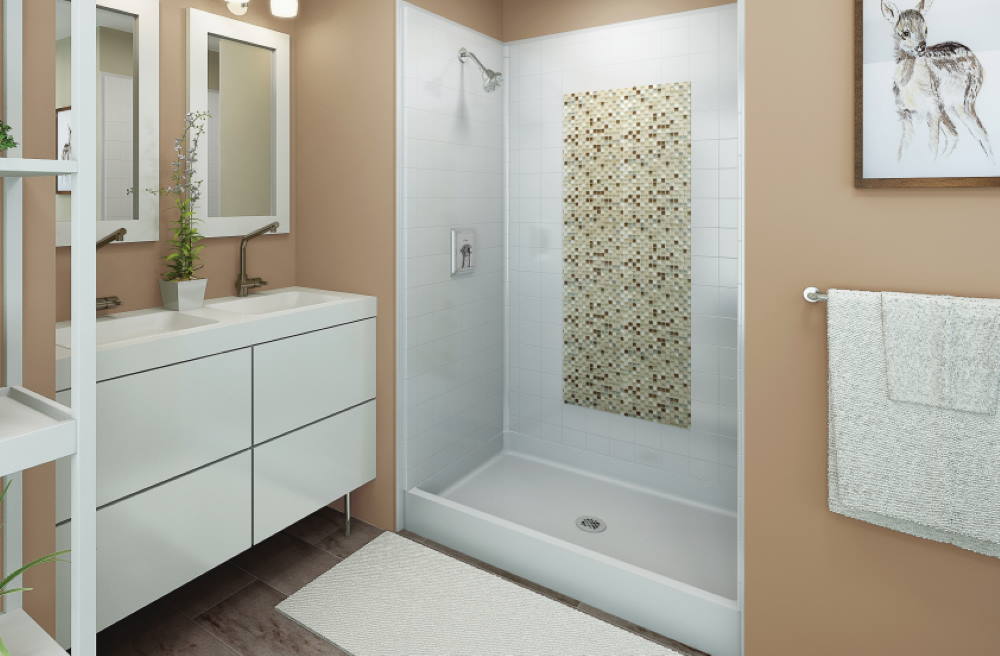 acrylic walk in shower with tile inlay Milwaukee bild