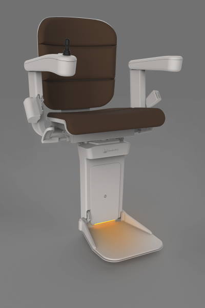 powered illuminated footrest for curved stair lift BILD