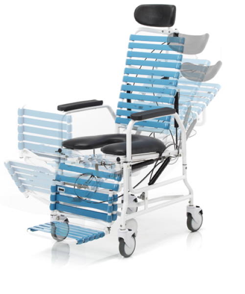 Broda tilting and reclining shower and commode chairs Broda chair with tilting and reclining capabilities